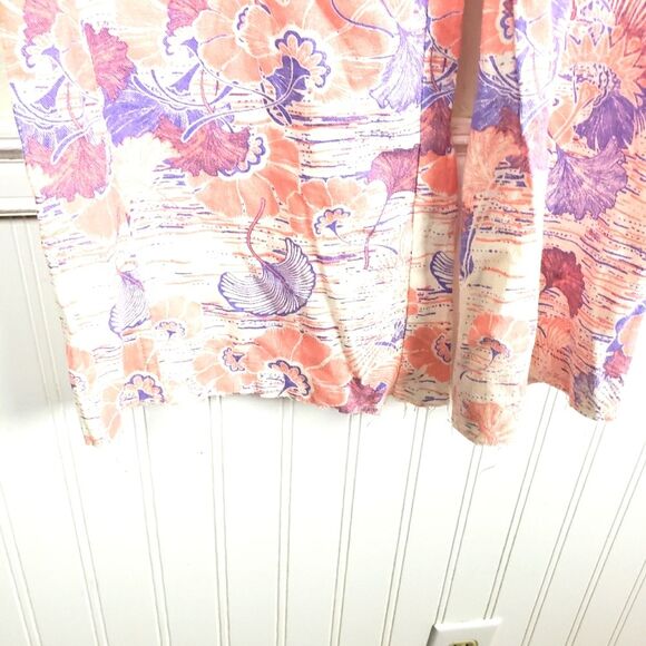 Women's Roxy Flax Linen Pink and Purple  Drawstring Relaxed Raw Hem Pants Sz LRG - Picture 7 of 14